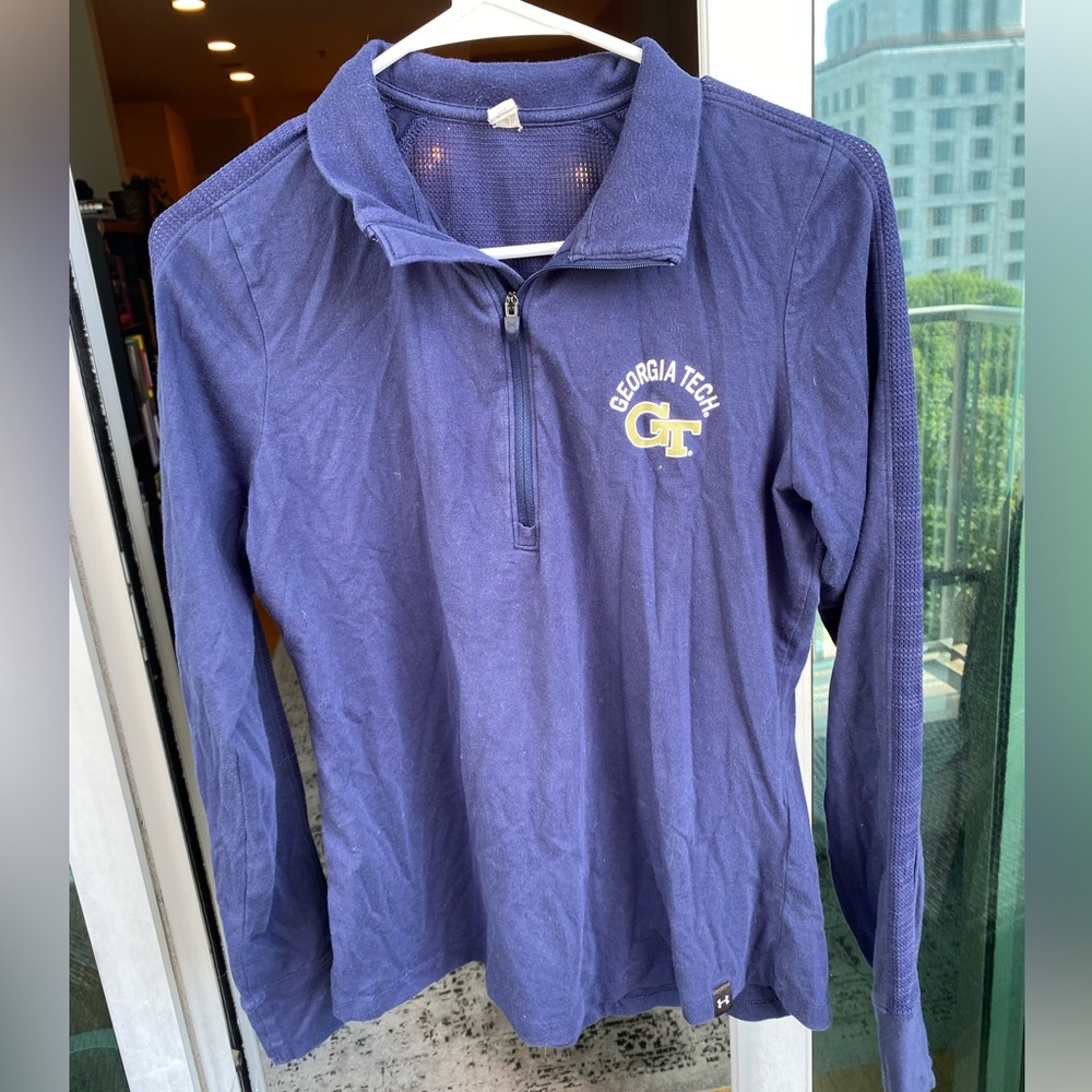 Under armour Georgia Tech navy logo long sleeve quarter zip with mesh panel